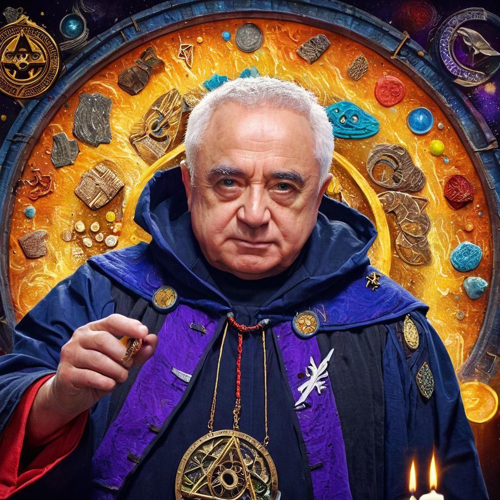 Magician Portrait with Impasto Technique and Triadic Colors