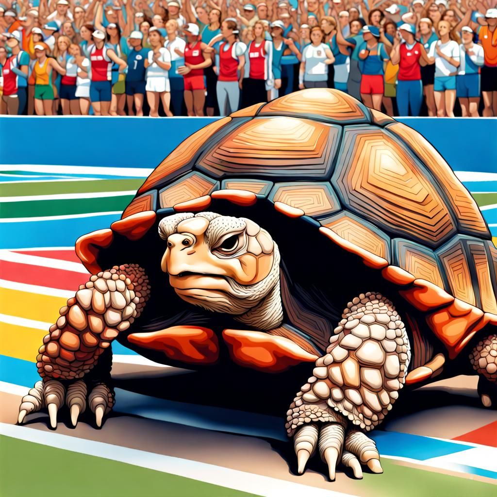 tortoise at the finish line at the olympic games. 😉
