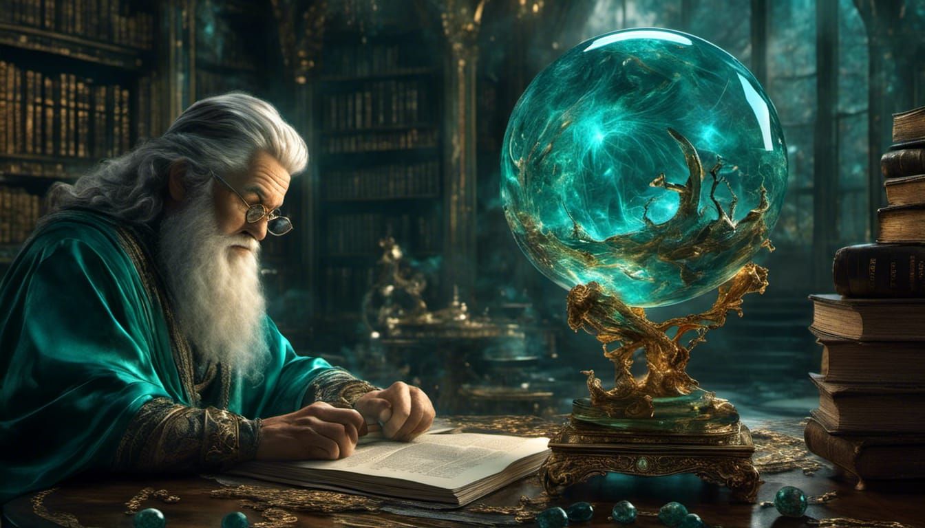 Wise Wizard's Vision in Ornate Castle Room