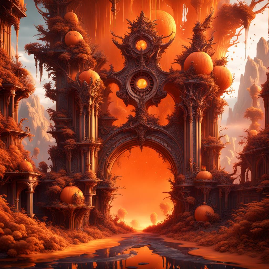 Fantastical Orange Matte Painting in Unreal Engine 5