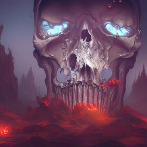 Detailed Diamond Skull Fantasy Concept Art