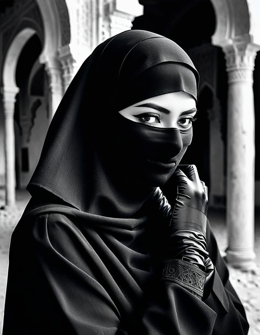 Vintage Portrait of Tunisian Girl in Niqab