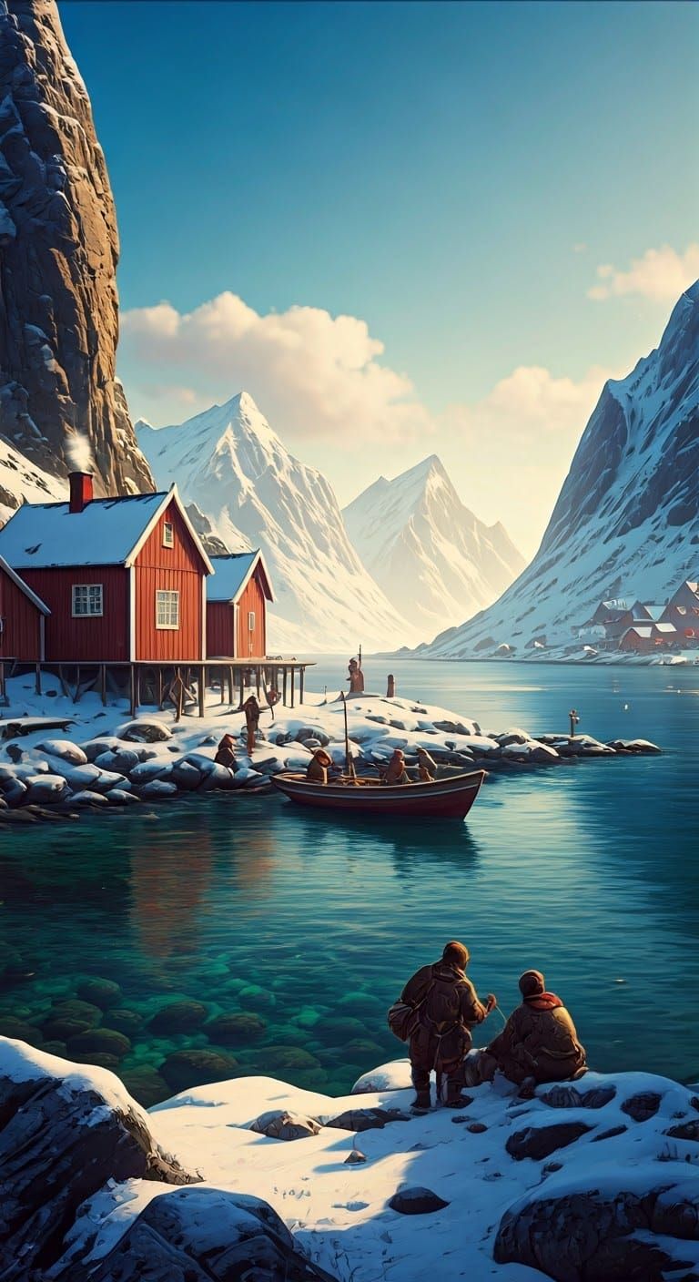 Norwegian Village in Art Nouveau Style