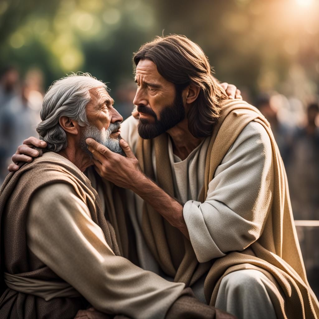 Jesus Comforts a Man: Professional Photography