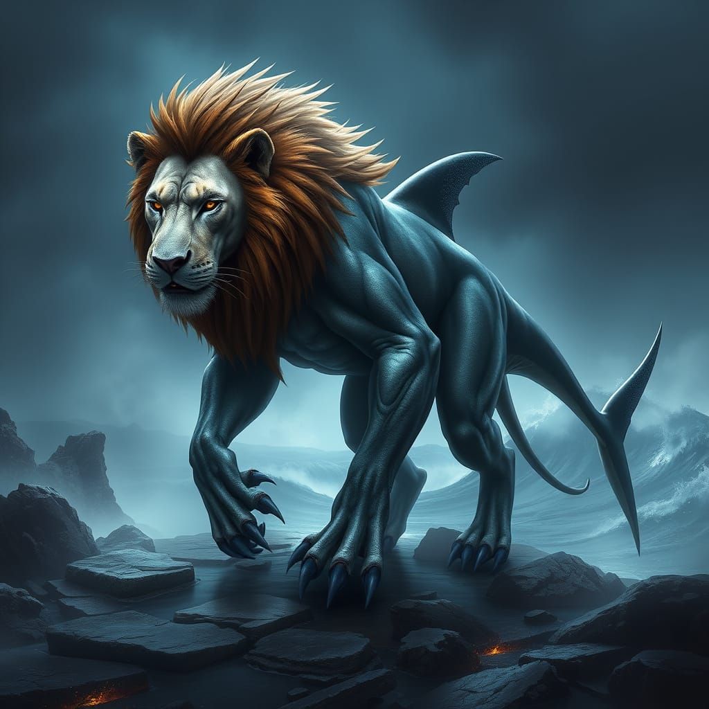 Majestic Lion-Shark Hybrid Dominates Primordial Threshold