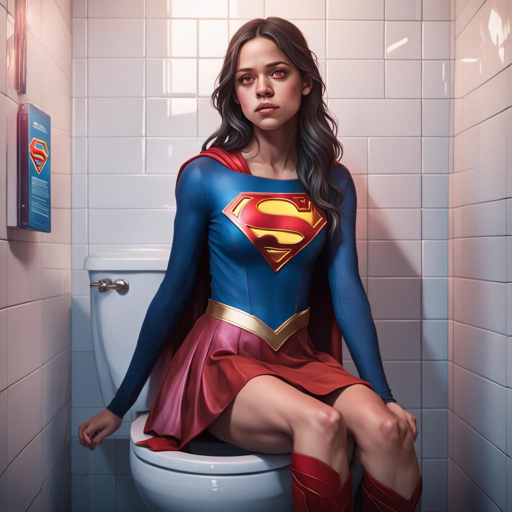 Jenna Ortega as Supergirl on a Toilet
