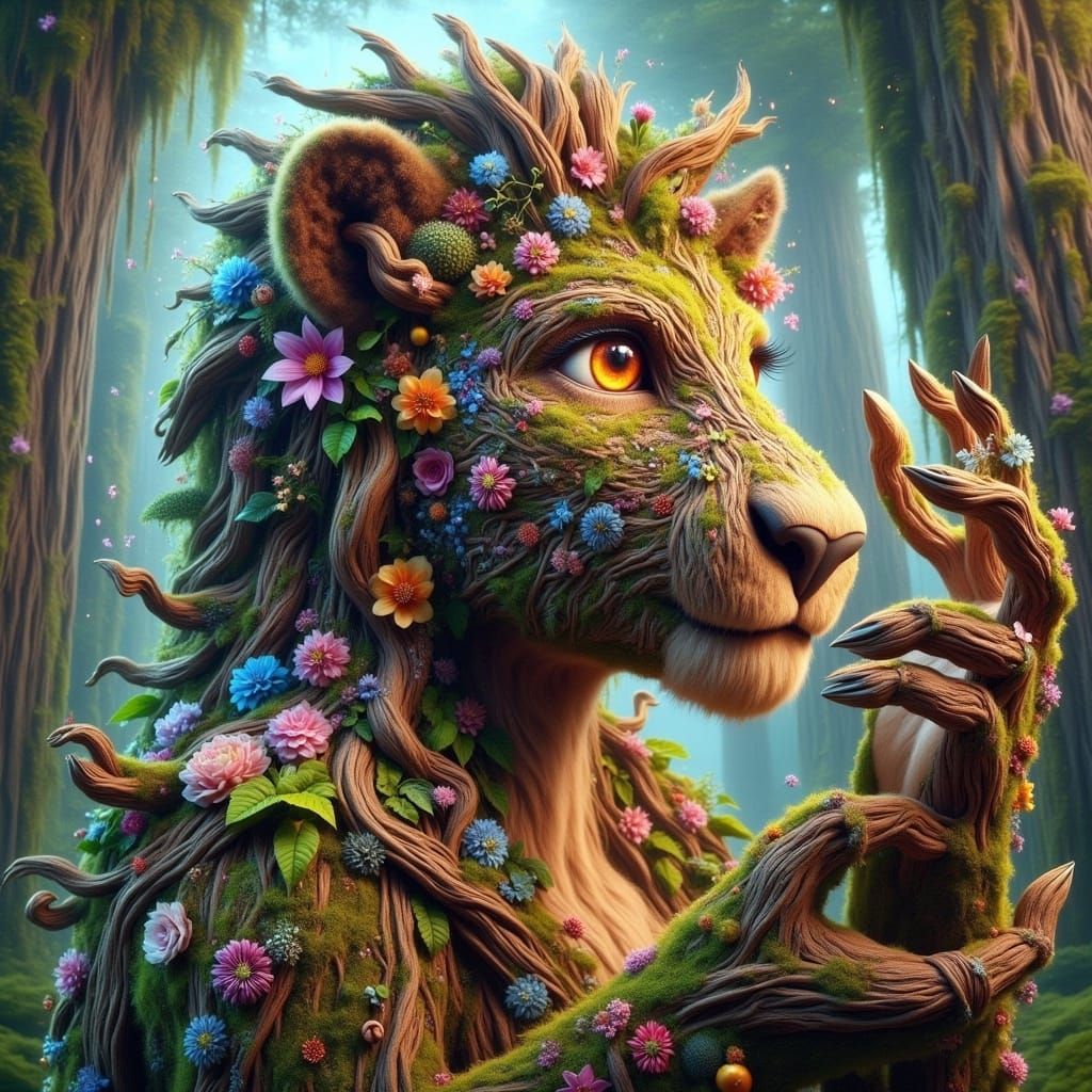 Enchanted Lion Ent in Forest Setting