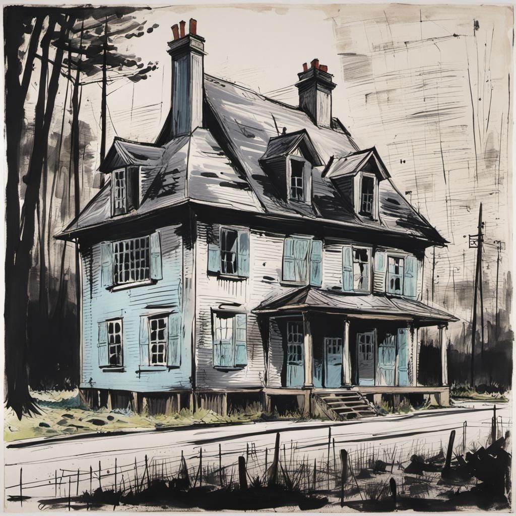 Whimsical House in Style of Kentridge