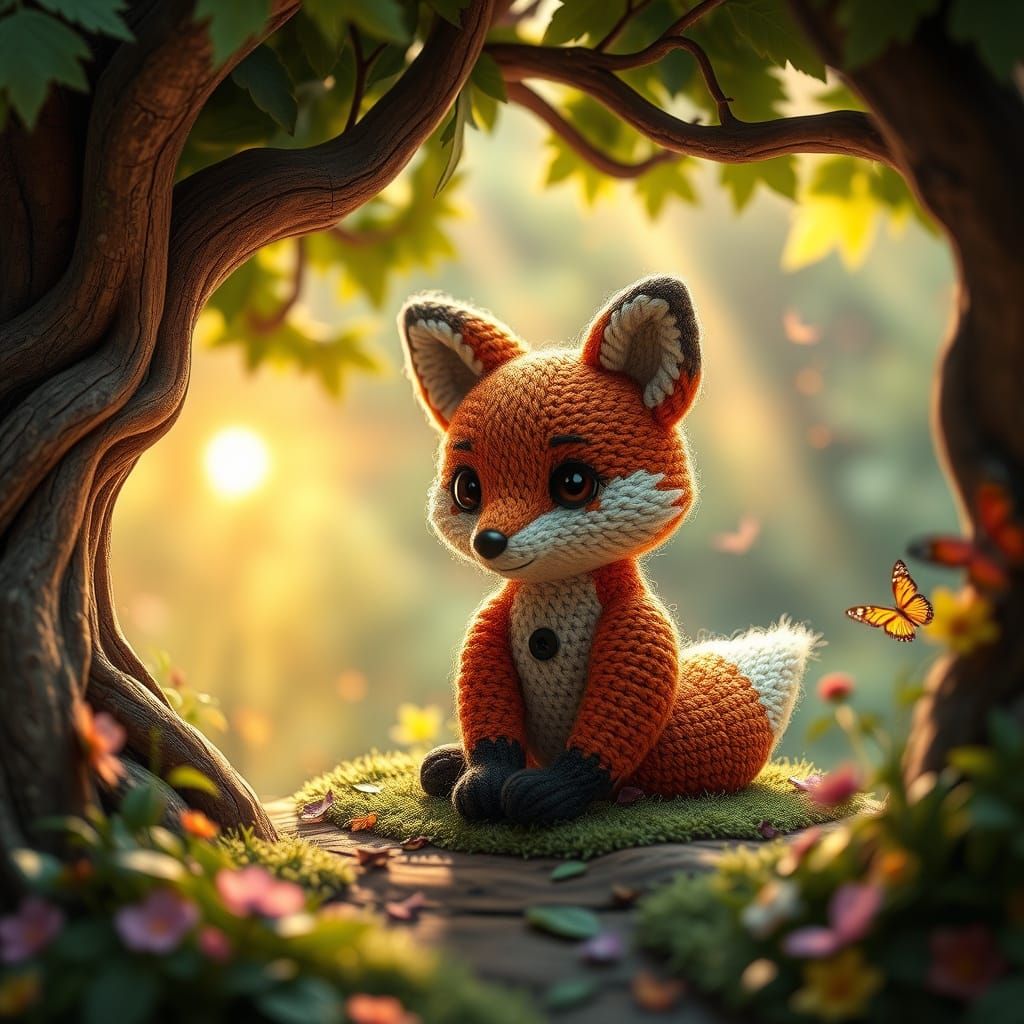 Whimsical Fox in a Dreamy Forest Glade