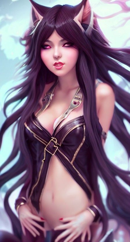 Brunette Model in Leather Dress, Detailed Portrait