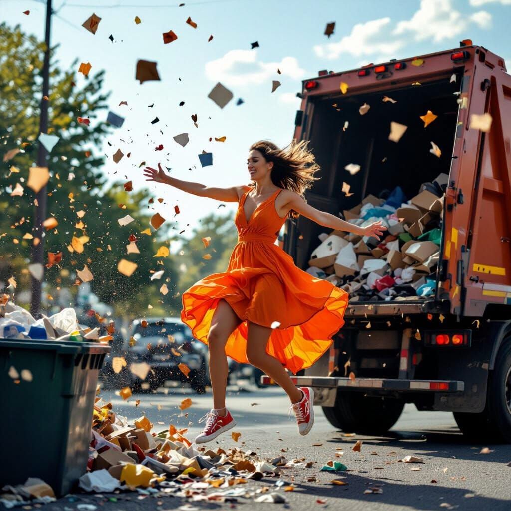 Woman Thrown in Trash Truck: Professional Photography