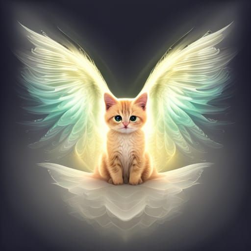 Winged Kitten: Abstract Vector Fractal Zentangle Art