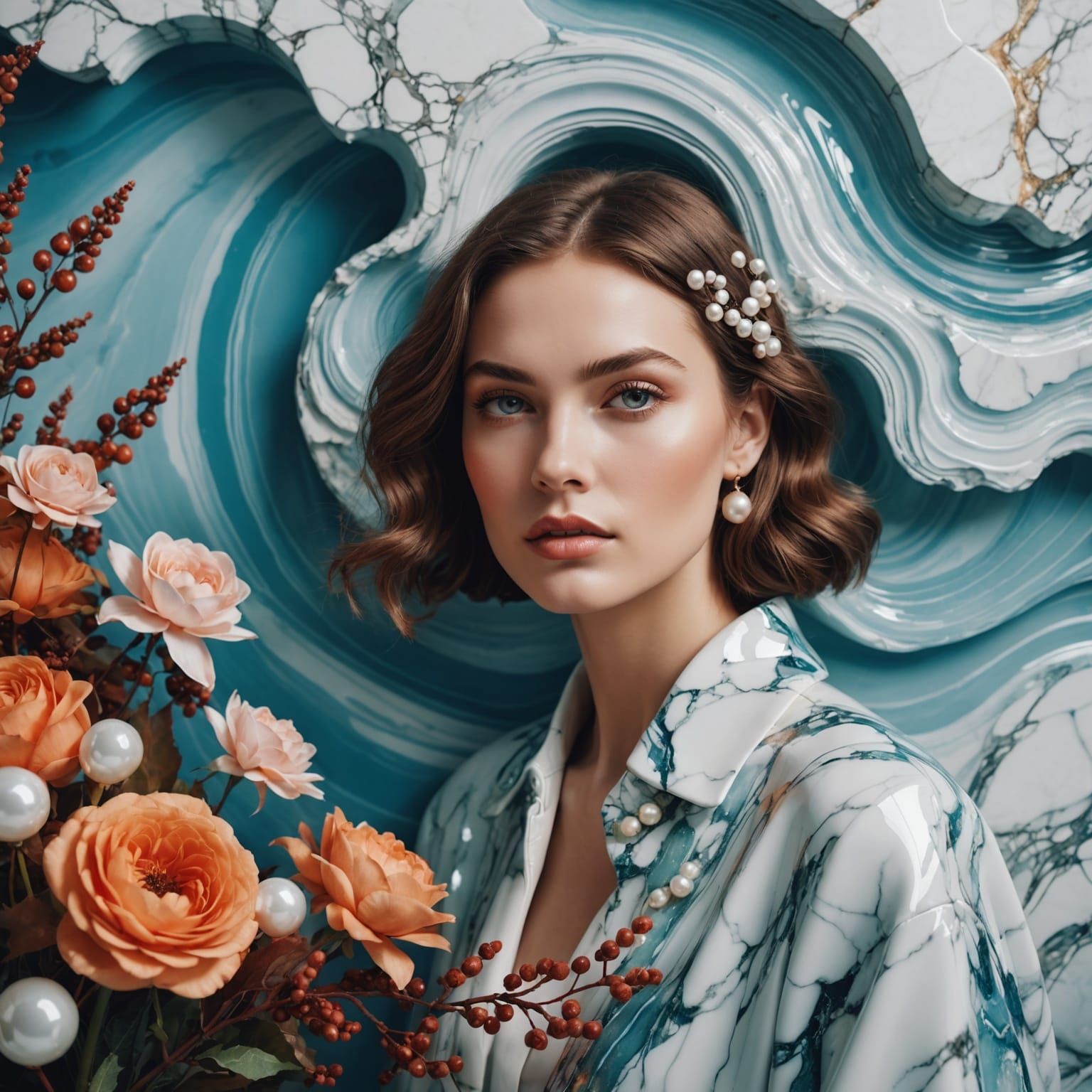 Surreal Autumn Fashion Portrait in 3D