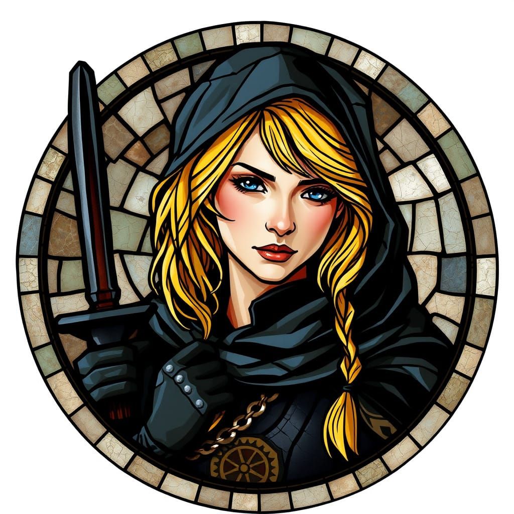 Medieval Mosaic Portrait of a Stealthy Thief