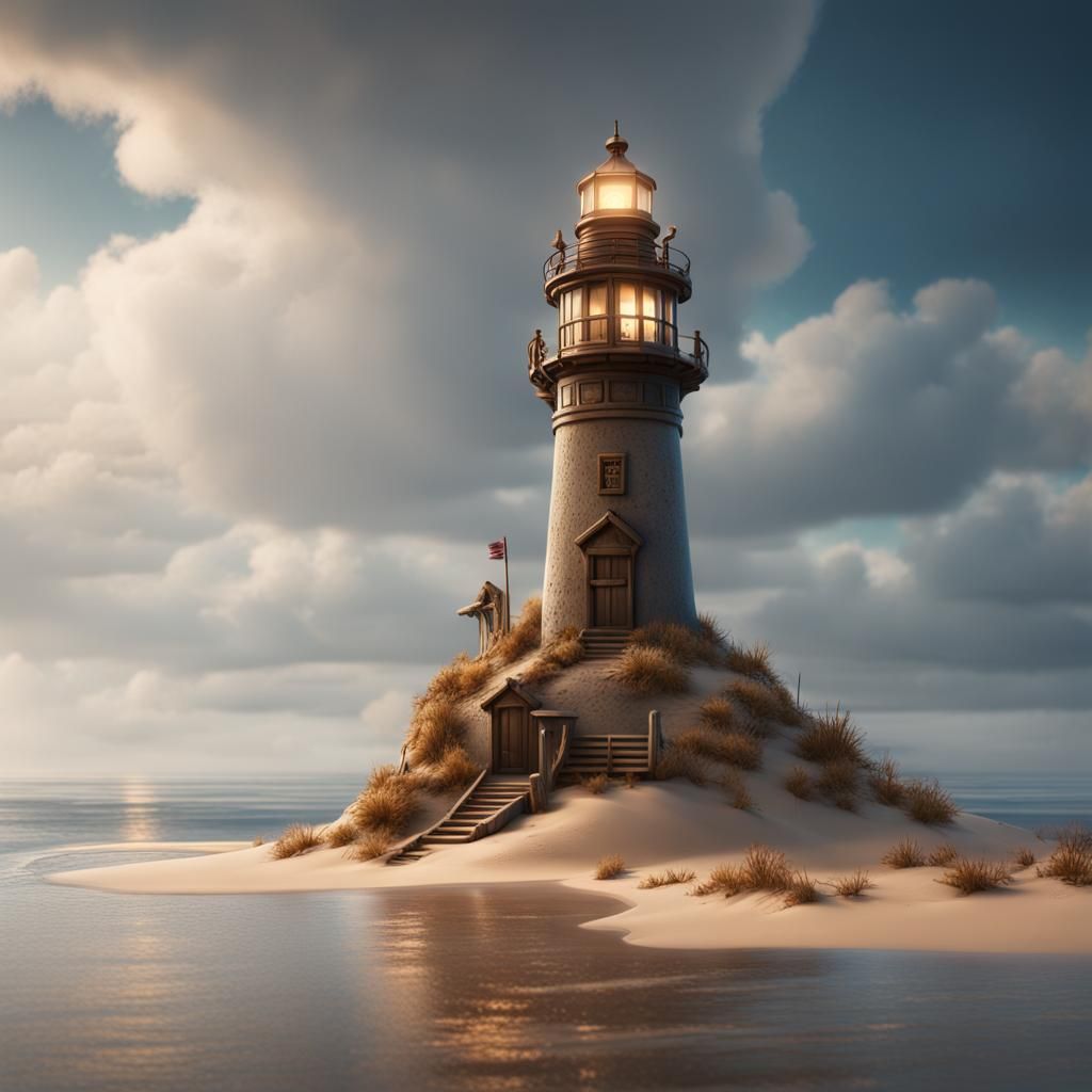 Detailed Sand Lighthouse in Fantasy Concept Art Style