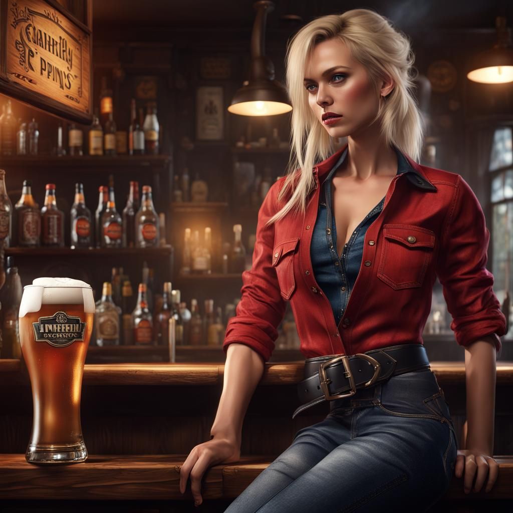 Barmaid in Pub: Fantasy Concept Art