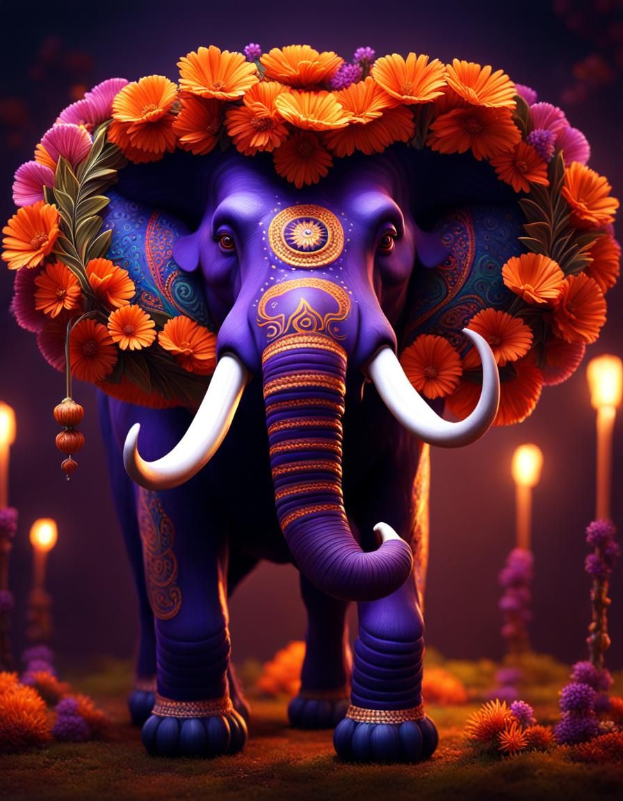 A beautiful mexican alebrije style mammoth