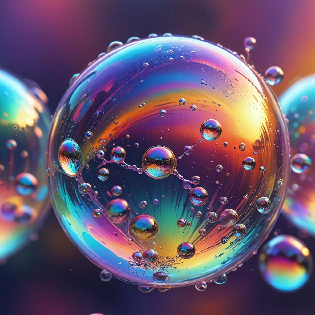 Iridescent Soap Bubbles in Fauvist Digital Art