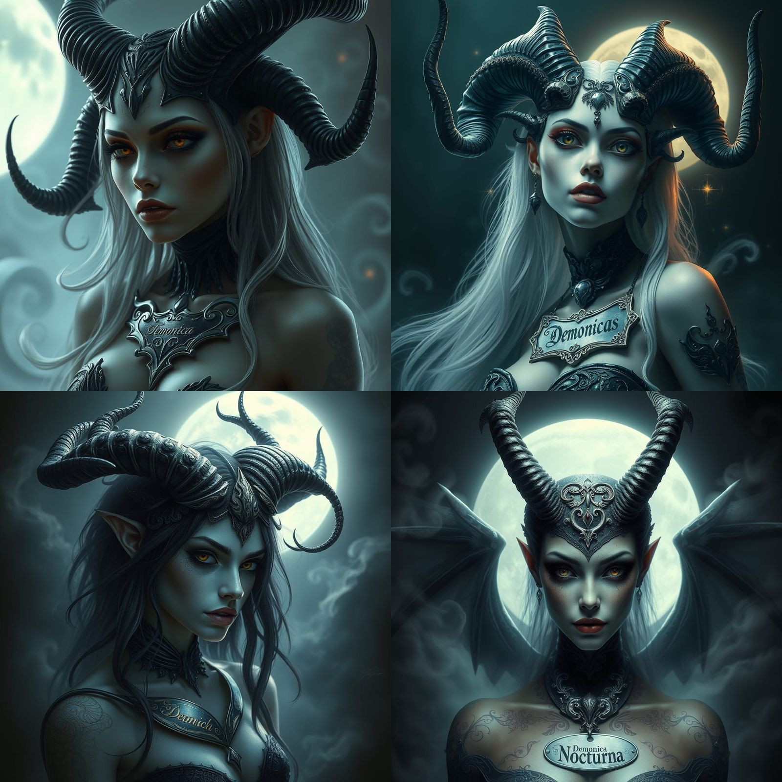 Nocturnal Demon Name Tag in Dark Fantasy Style