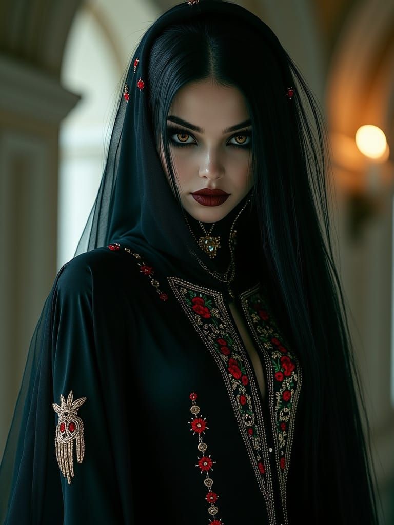 Elegant Gothic Portrait of a Palestinian Woman