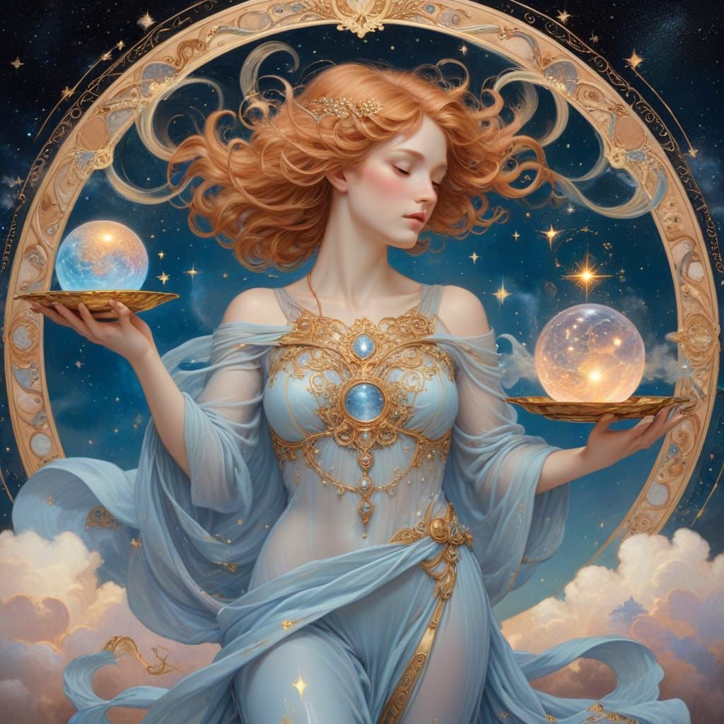Ethereal Libra Goddess Embodies Harmony and Intellect in Art...
