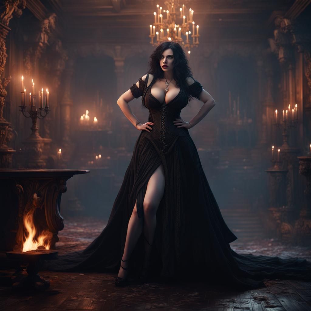 Goth Witch in Cinema Club, Fantasy Concept Art