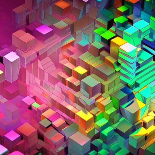 Abstract 3D Panorama Wallpaper in Splash Art Style