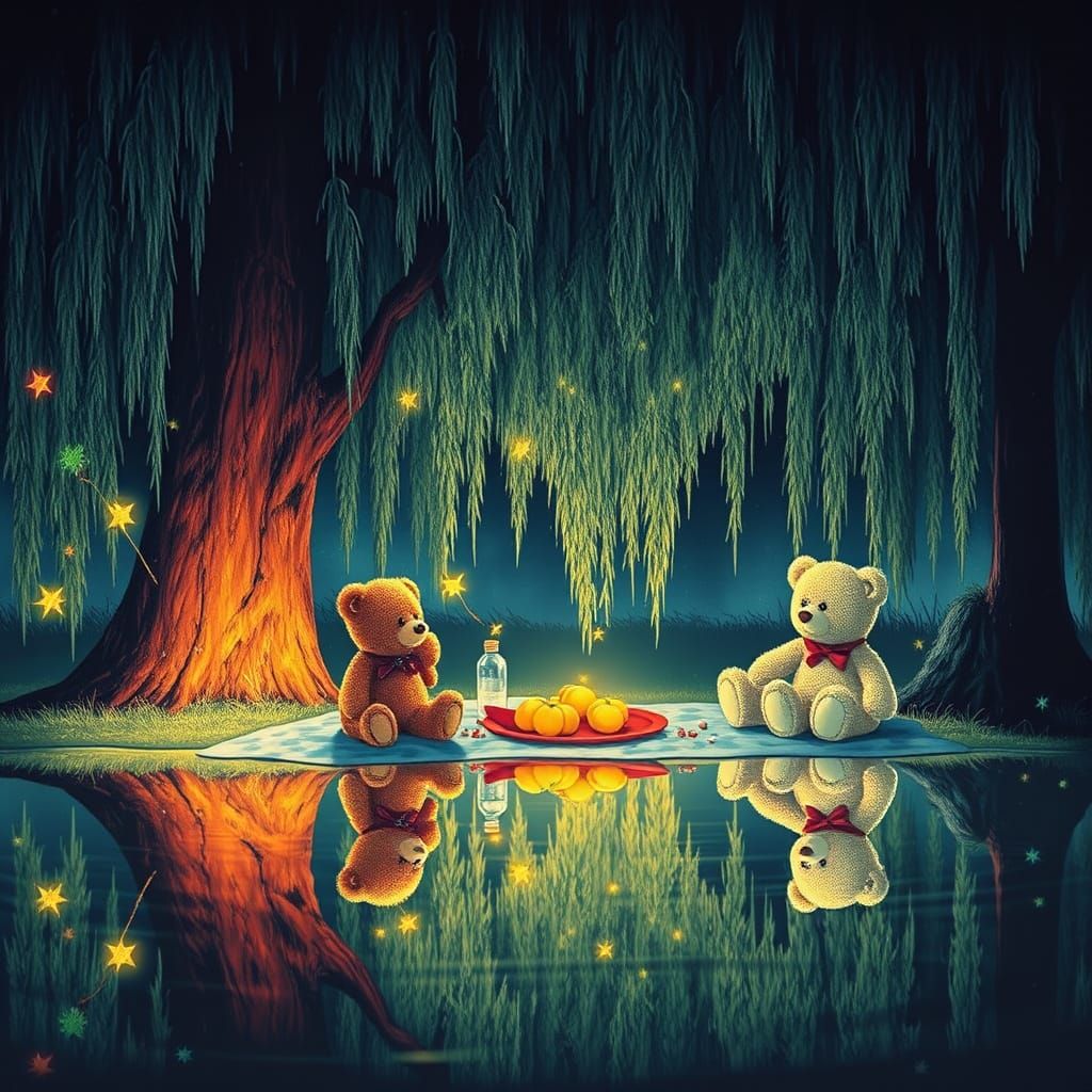 Teddy Bears Picnic in Vibrant High Contrast Style