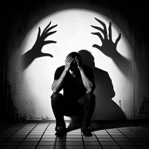 Distraught Man's Ominous Shadow: Mental Illness in Ink