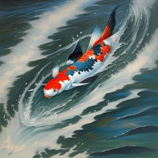 A Japanese-style koi fish tattoo swimming upstream, symbolizing strength and perseverance.