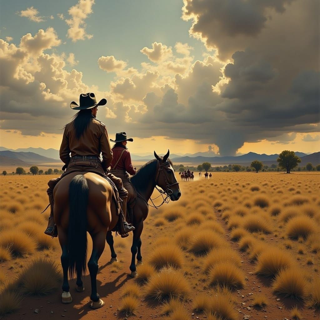 Old West Scene: Peaceful Journey to the Woods