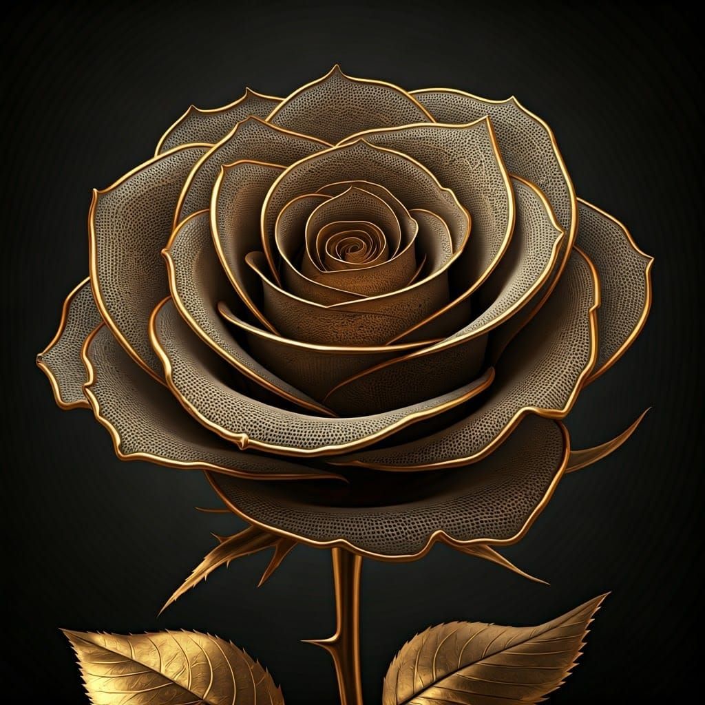 Golden Lace Rose in Hyperreal Detail