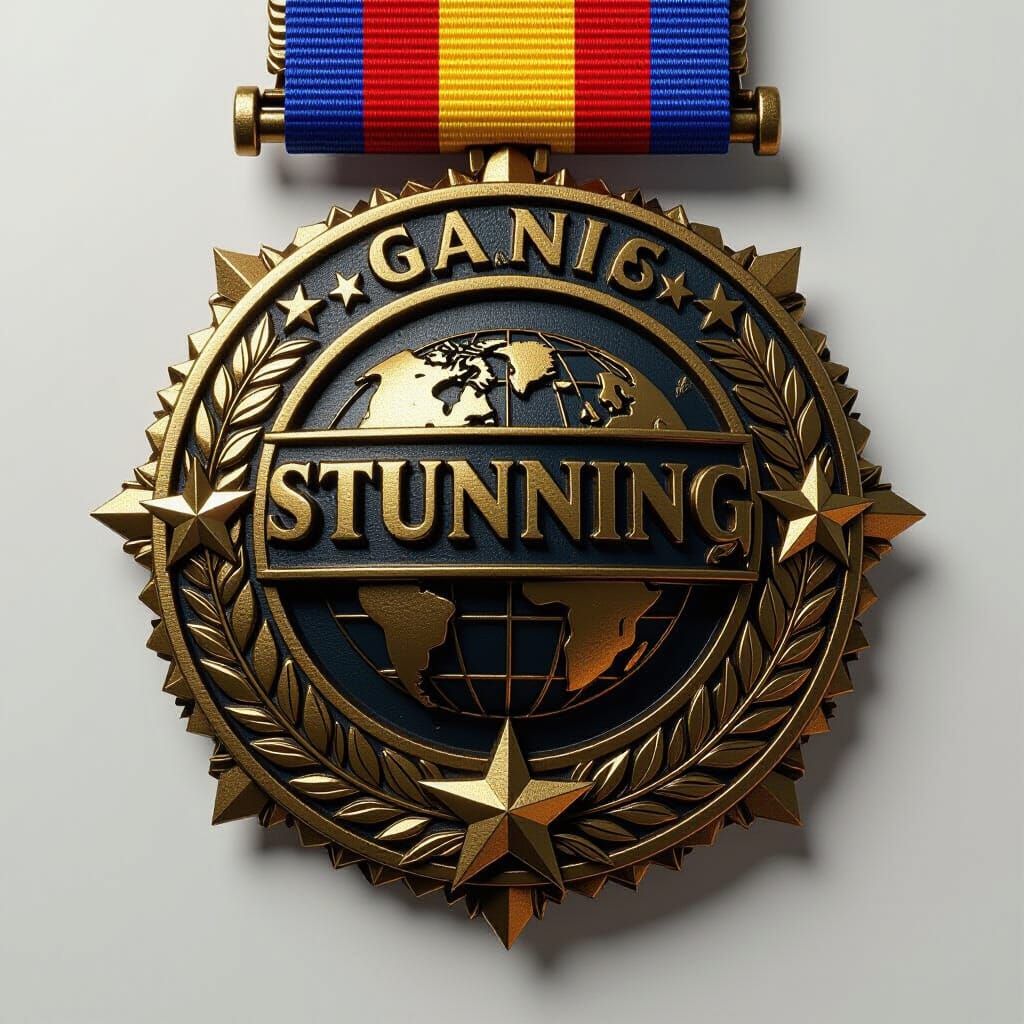 Hyperrealistic Badge with Ribbon in Dutch Realism Style