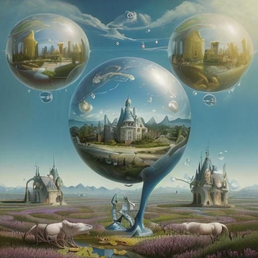 Surreal Dreamscape: Bubble Houses in a Utopian World
