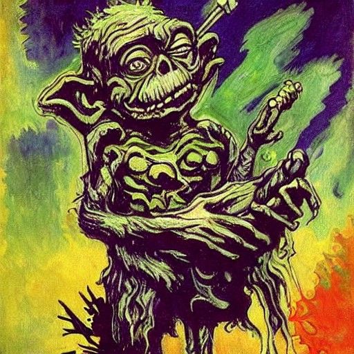 Weed Smoking Gremlin in Retrofuturism Style