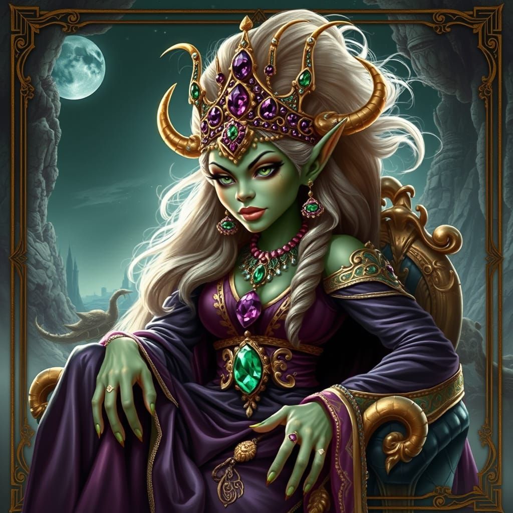 Glamorous Troll Queen in a Fantasy Kingdom
