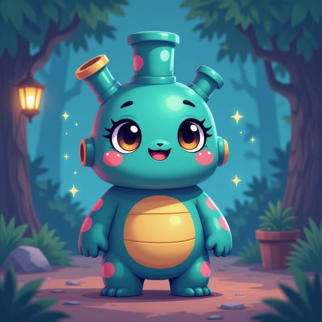 Cute Bong Doodle in 8-Bit Pixel Art Style