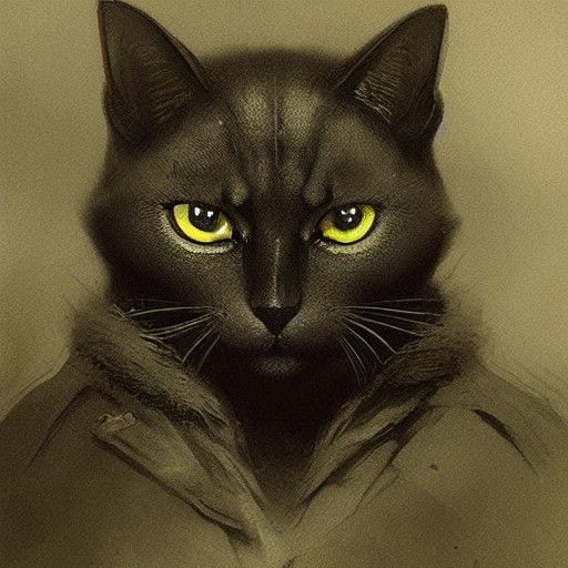 Dark Inquisitor Cat in Hyperrealistic Style