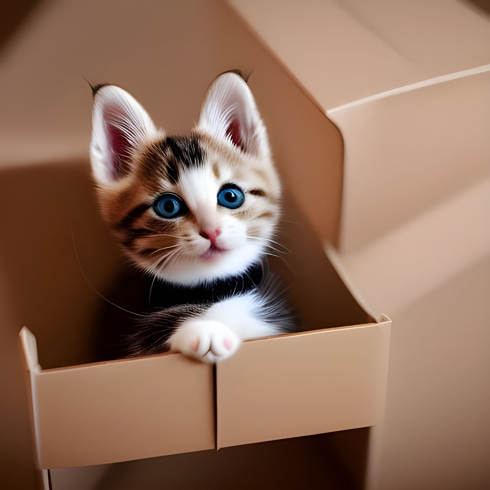 Kitten in Gift Box: An AI-Generated Image