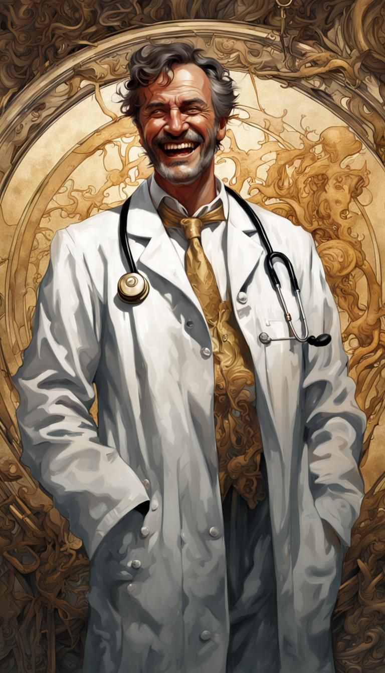 Sinister Doctor Portrait in Art Nouveau Style