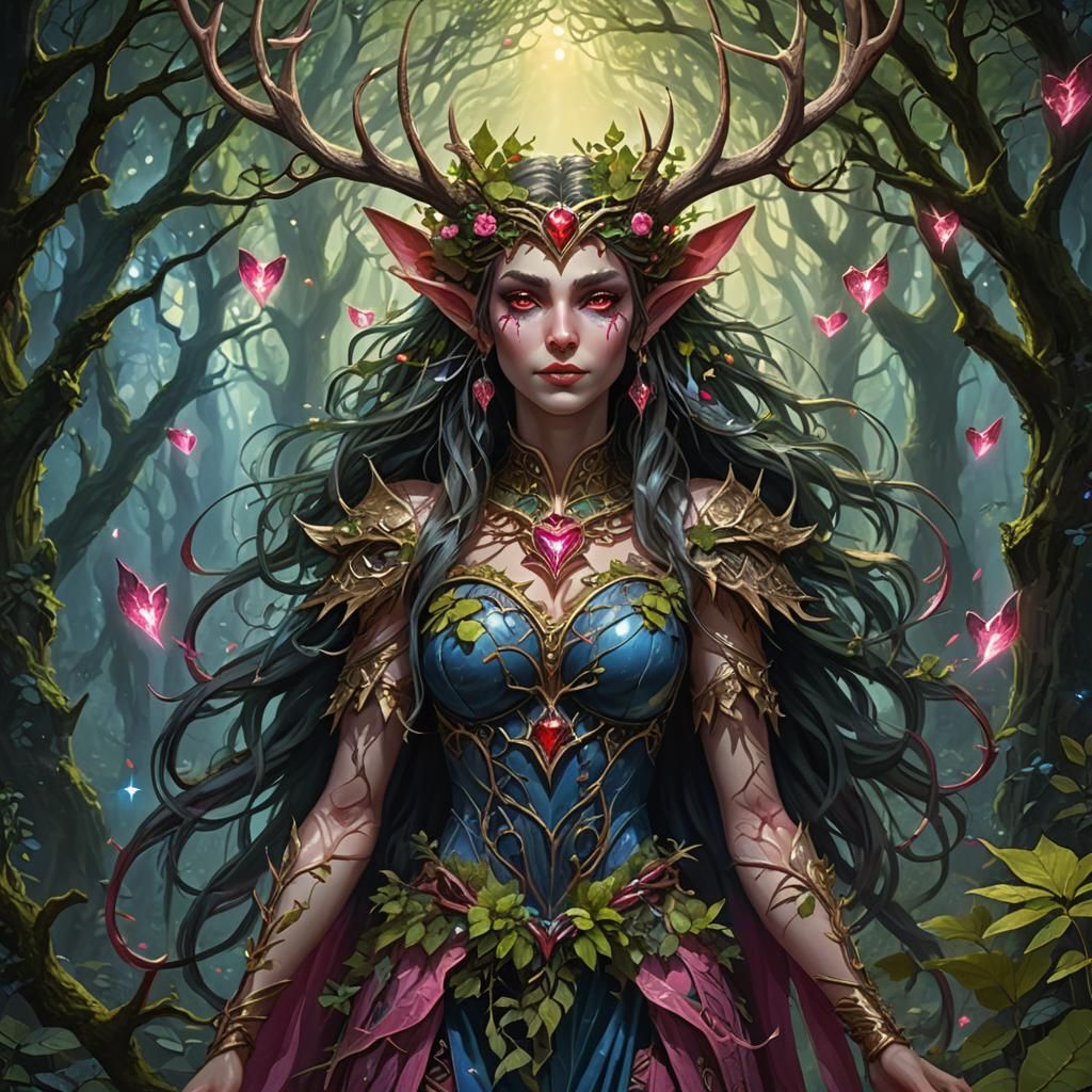 High Elf Druidess with Red Glass Heart