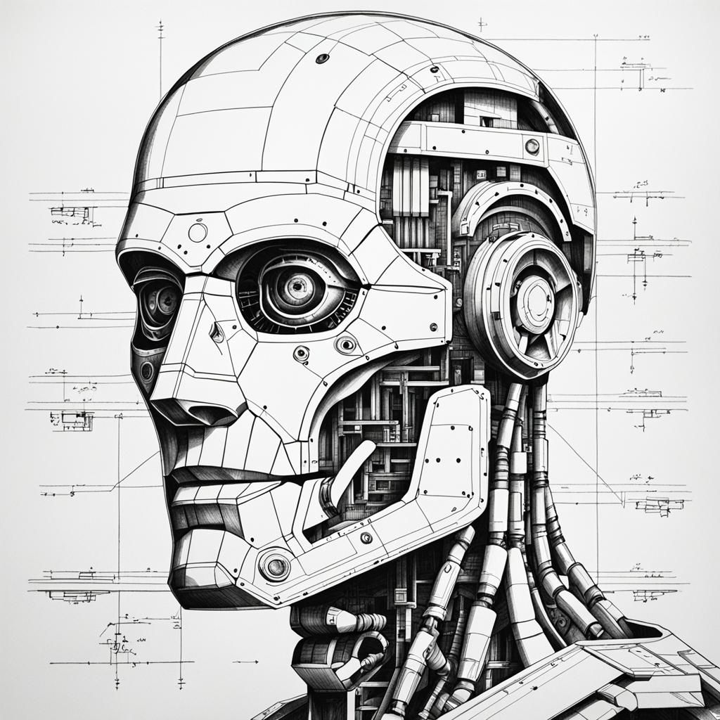 Cyborg Concept in Technical Drawings