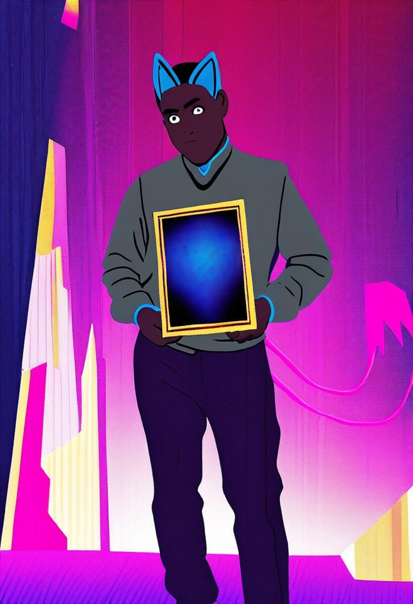 Heroic Black Anime Warrior in Vibrant, Dynamic Style