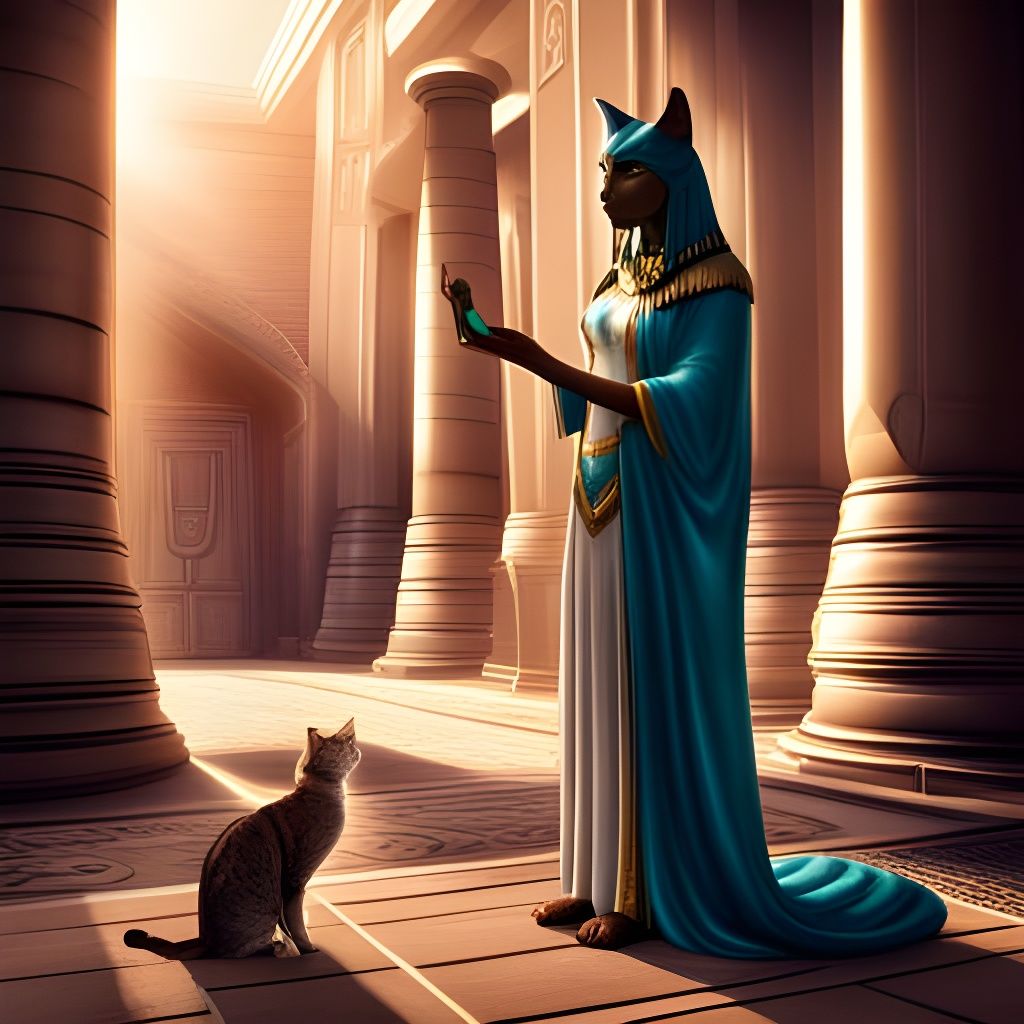 Bastet Blessing Cats: Detailed Matte Painting