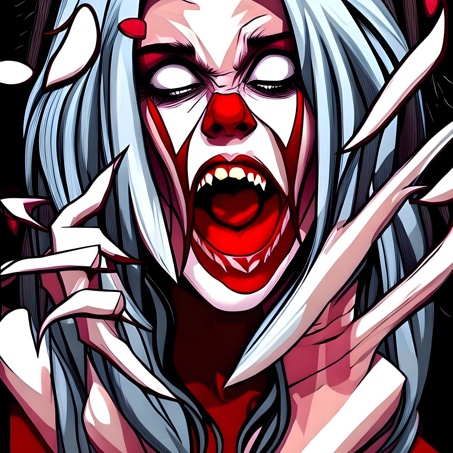 Horrific Vampiress Portrait in Comic Book Style