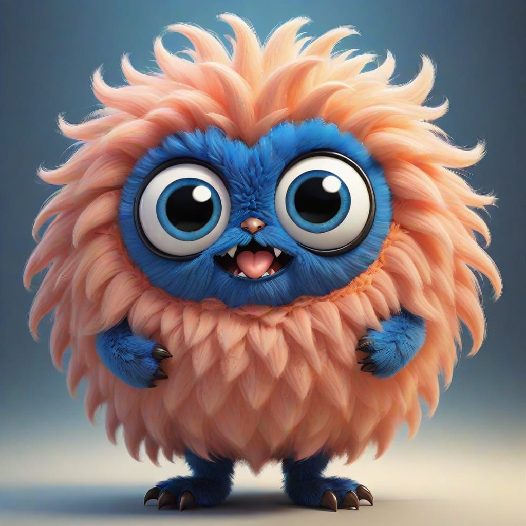 Lavish Peach Monster in Cobalt