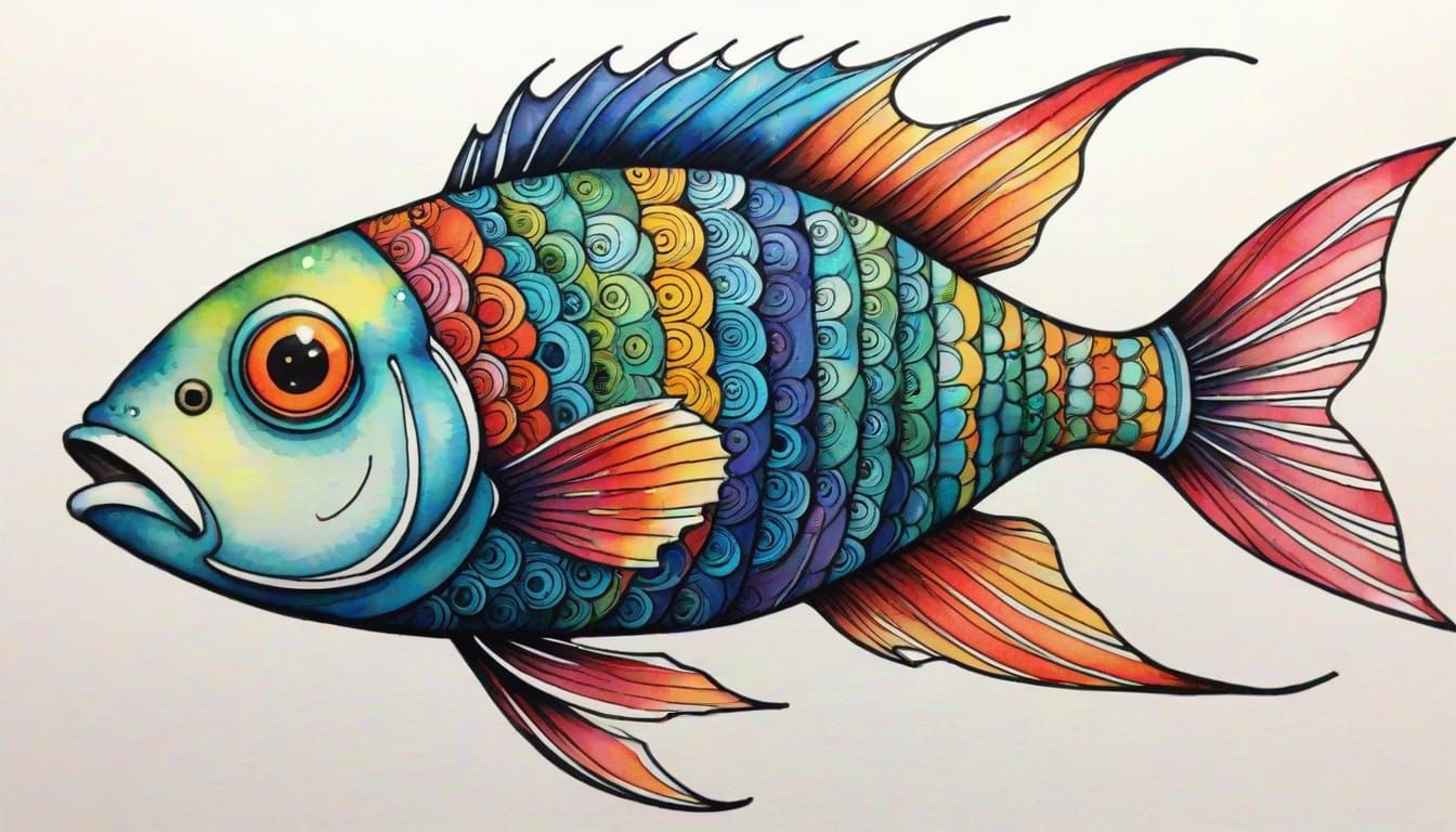 Whimsical Fish Zentangle Masterpiece