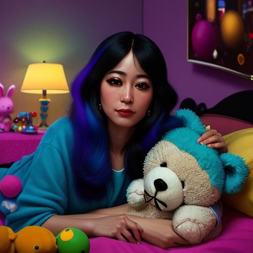 Girl Whispering Goodnight: Surreal Hyperrealistic Film Still