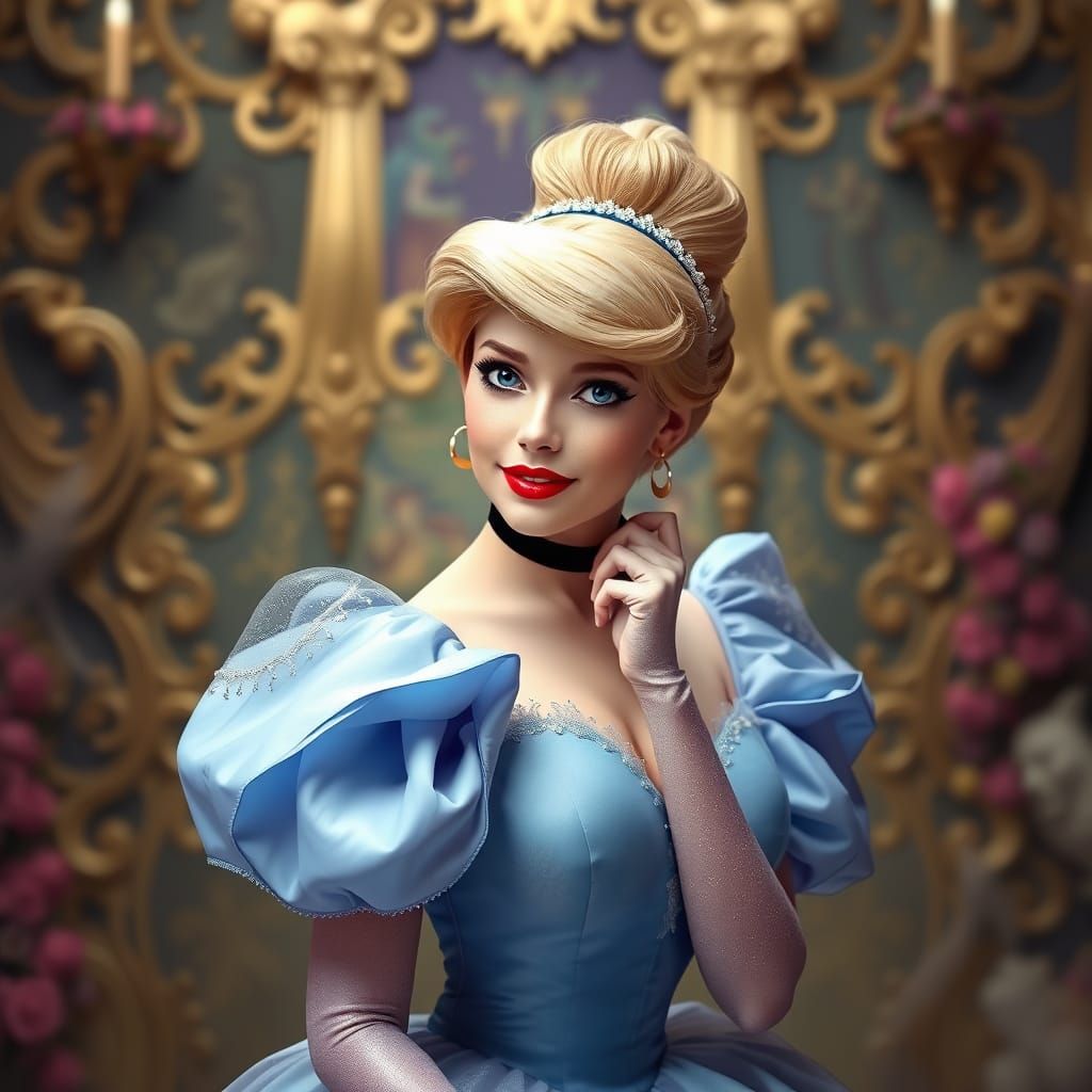 Hyperrealistic Cinderella Pin Up in Disney Princess Style