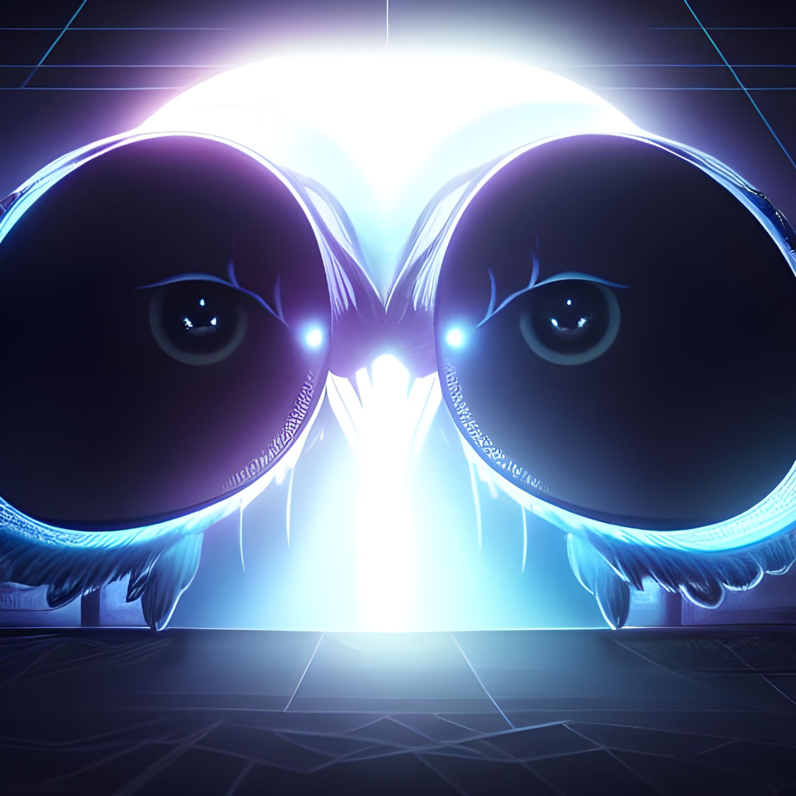 Glow Owl in Sci-Fi 3D Rendering